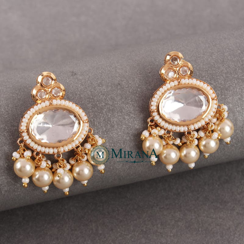 Bhavya Kundan Polki Colored Earrings