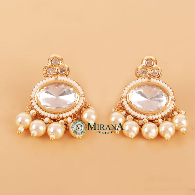 Bhavya Kundan Polki Colored Earrings