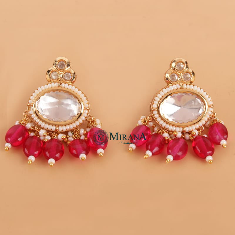 Bhavya Kundan Polki Colored Earrings