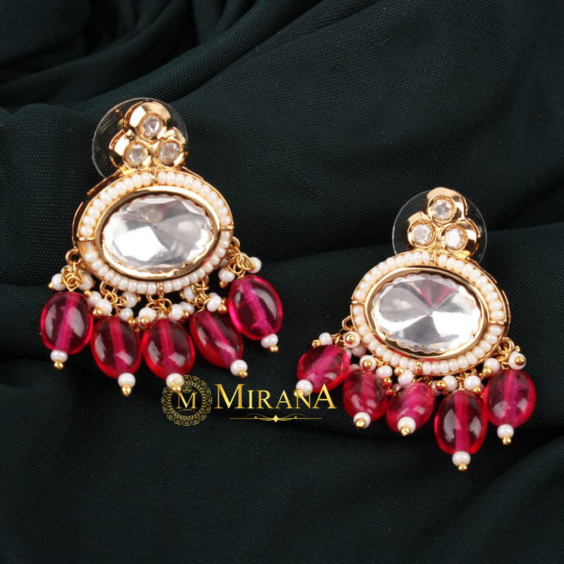 Bhavya Kundan Polki Colored Earrings