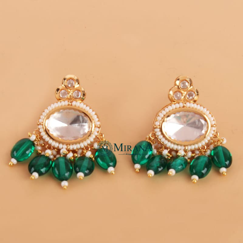 Bhavya Kundan Polki Colored Earrings