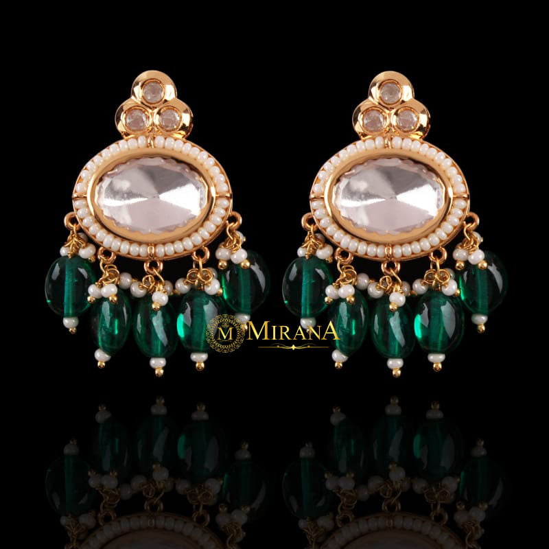 Bhavya Kundan Polki Colored Earrings