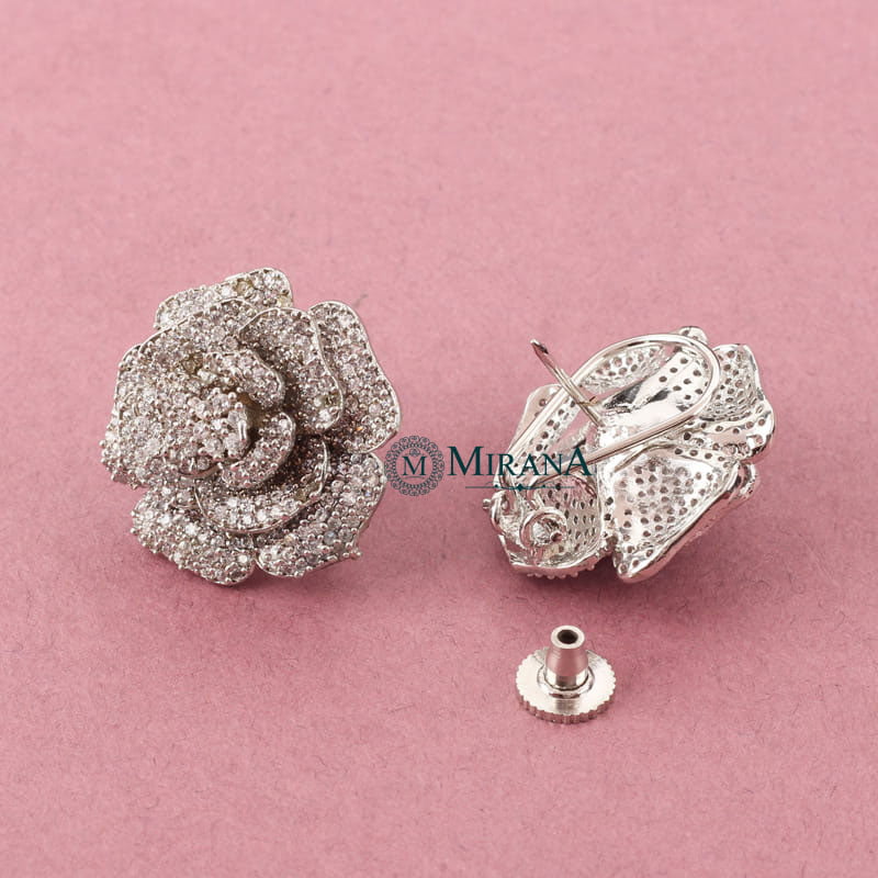 Rosette Stone Filled Flower Earrings