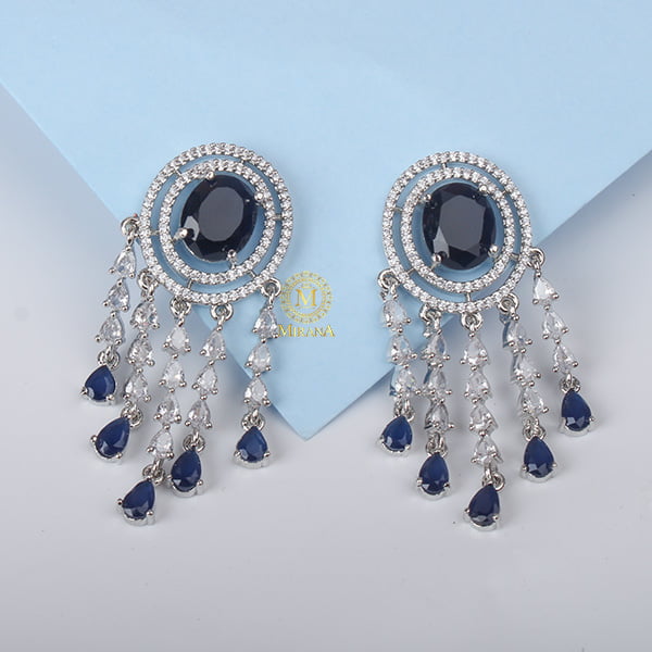 Aliki Sapphire Blue Coloured Designer Earrings