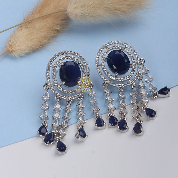 Aliki Sapphire Blue Coloured Designer Earrings