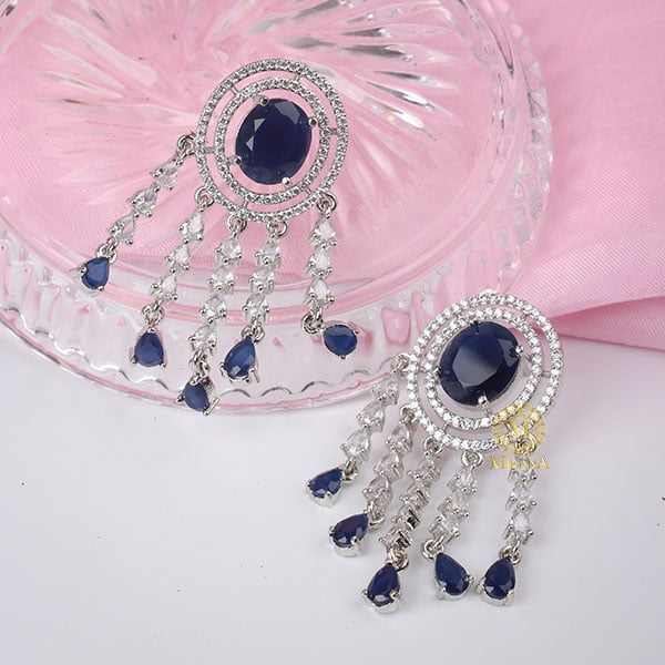 Aliki Sapphire Blue Coloured Designer Earrings