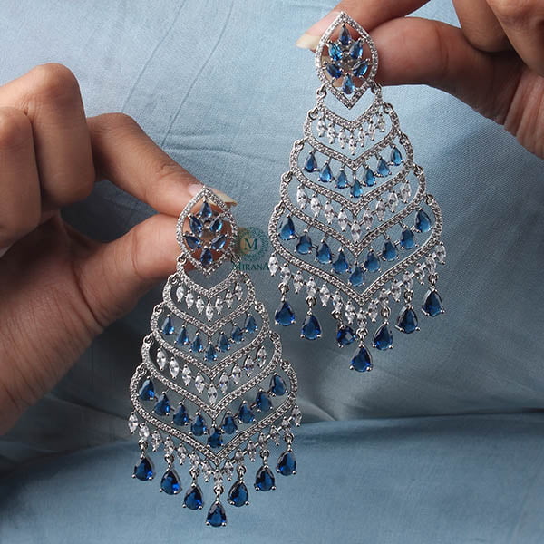 Designer Four Step Blue Coloured Chandbalis