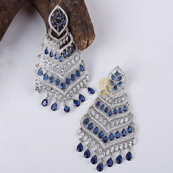 Designer Four Step Blue Coloured Chandbalis