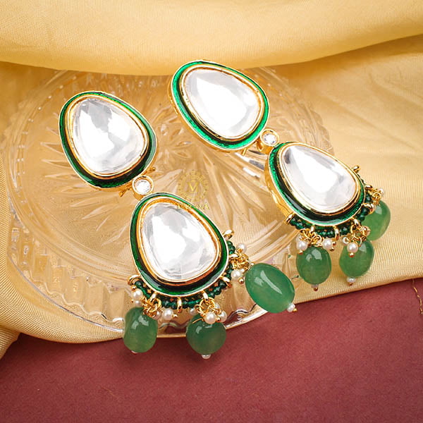 Alka Green Kundan Polki Earrings