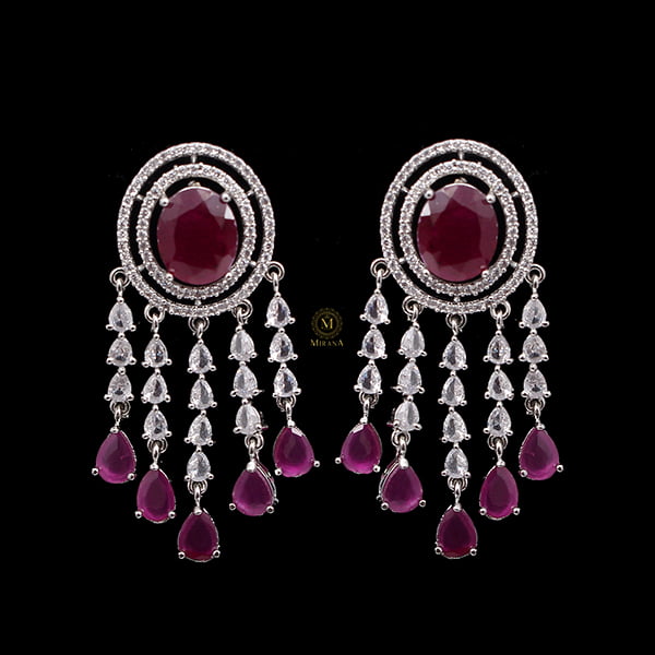 Aliki Ruby Coloured Designer Earrings