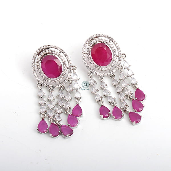 Aliki Ruby Coloured Designer Earrings