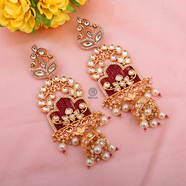 Ravali Ruby Kundan Polki Earrings