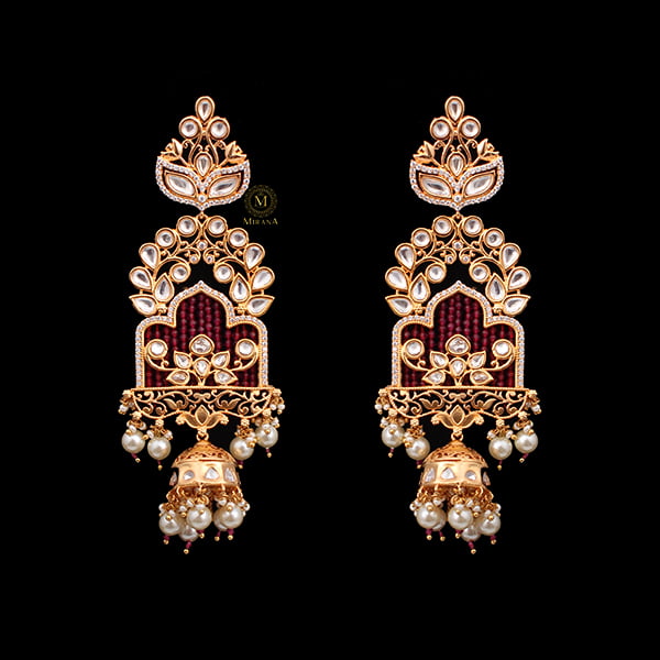 Ravali Ruby Kundan Polki Earrings