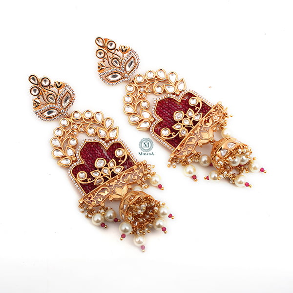 Ravali Ruby Kundan Polki Earrings