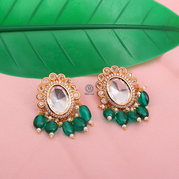 Keshvi Emerald Drops Polki Designer Earrings