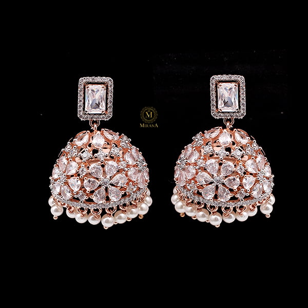 Ruma Flower Pearl Designer Jhumkas