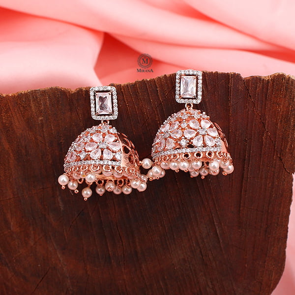 Ruma Flower Pearl Designer Jhumkas