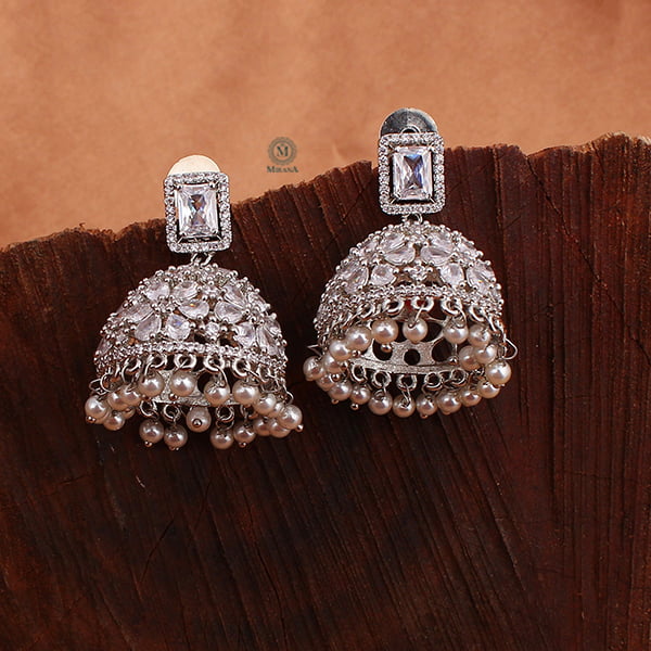 Ruma Flower Pearl Designer Jhumkas