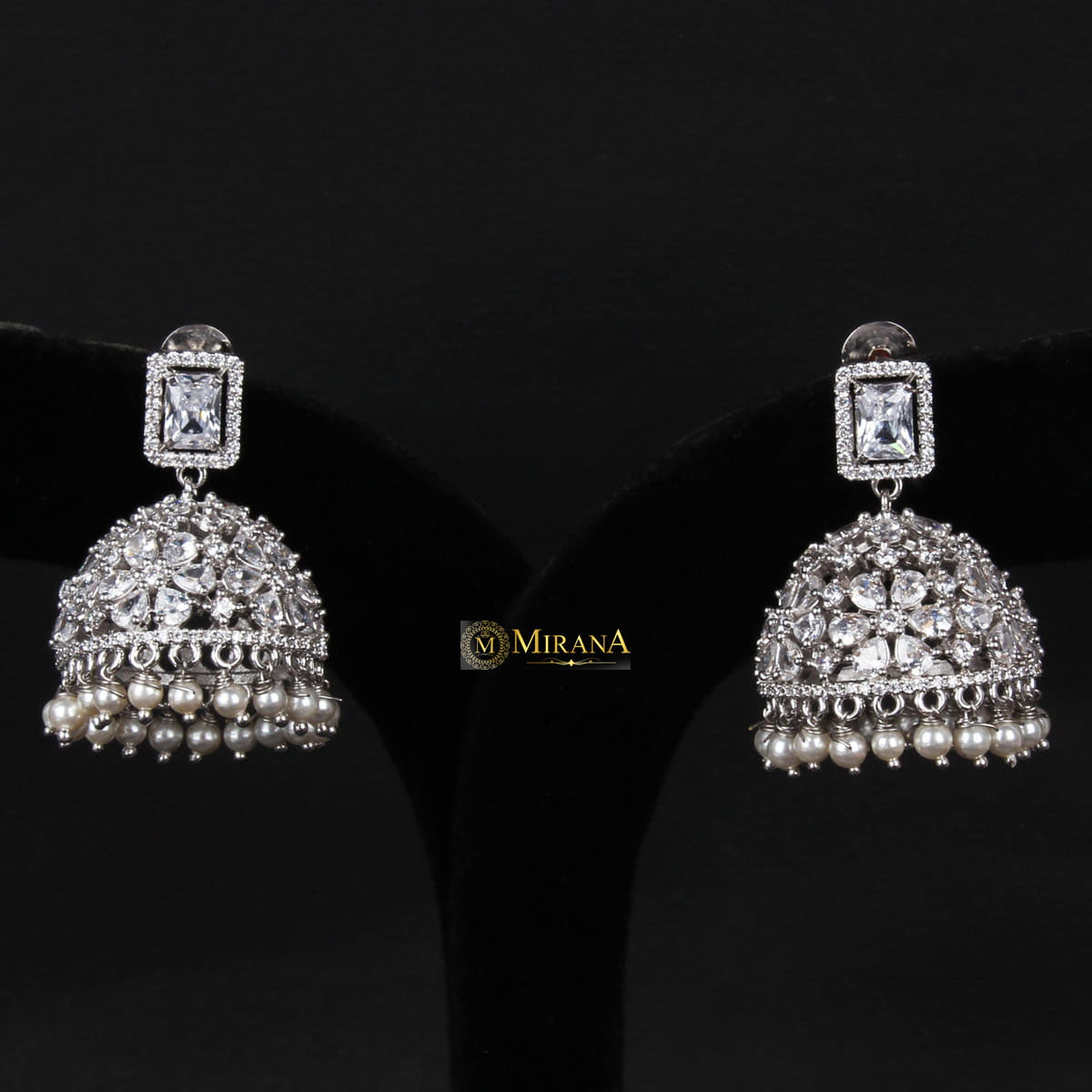 Ruma Flower Pearl Designer Jhumkas