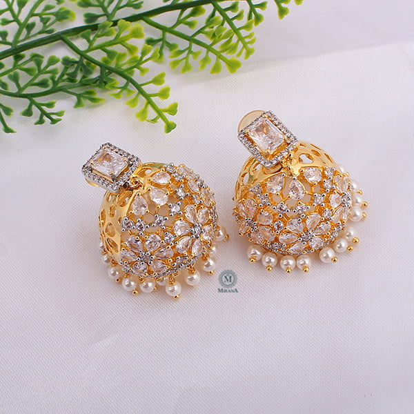 Ruma Flower Pearl Designer Jhumkas