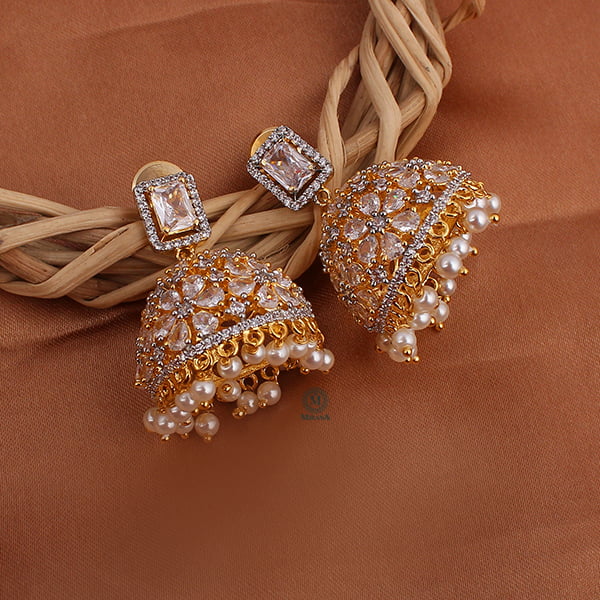 Ruma Flower Pearl Designer Jhumkas