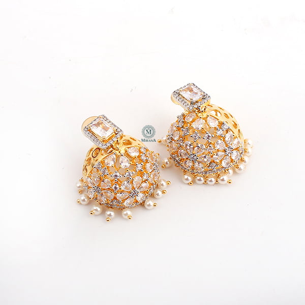 Ruma Flower Pearl Designer Jhumkas