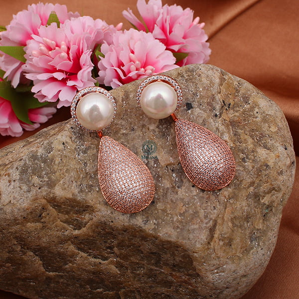 Eila Pearl CZ Designer Earrings