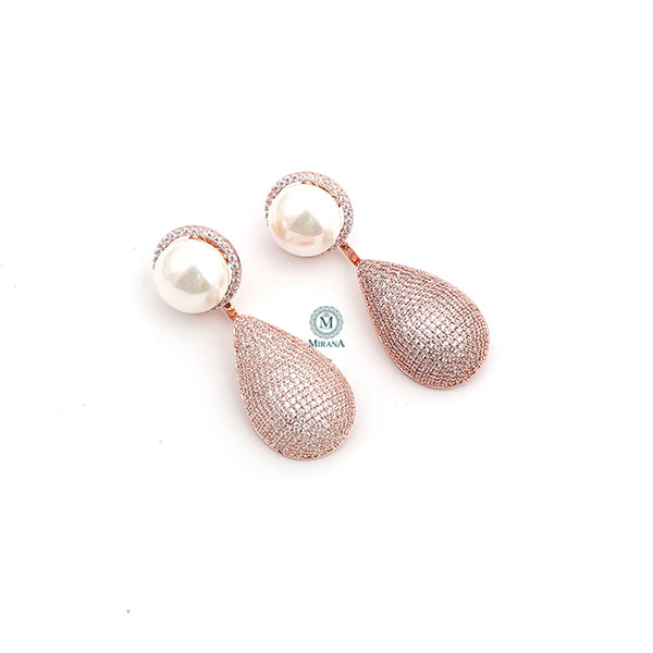 Eila Pearl CZ Designer Earrings