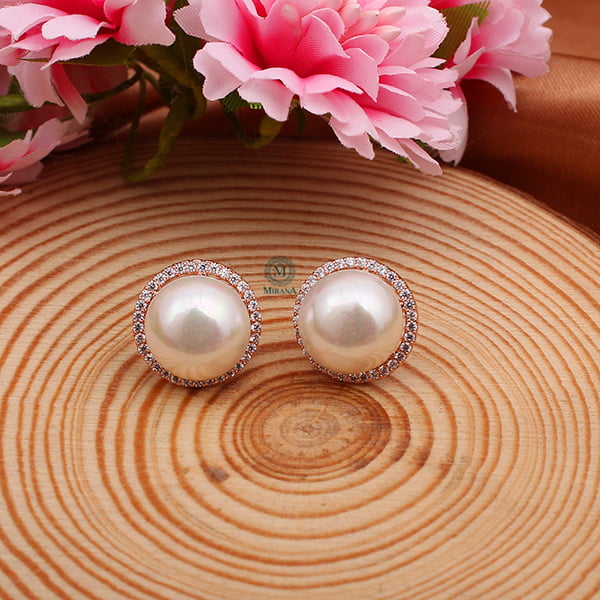 Eila Pearl CZ Designer Earrings