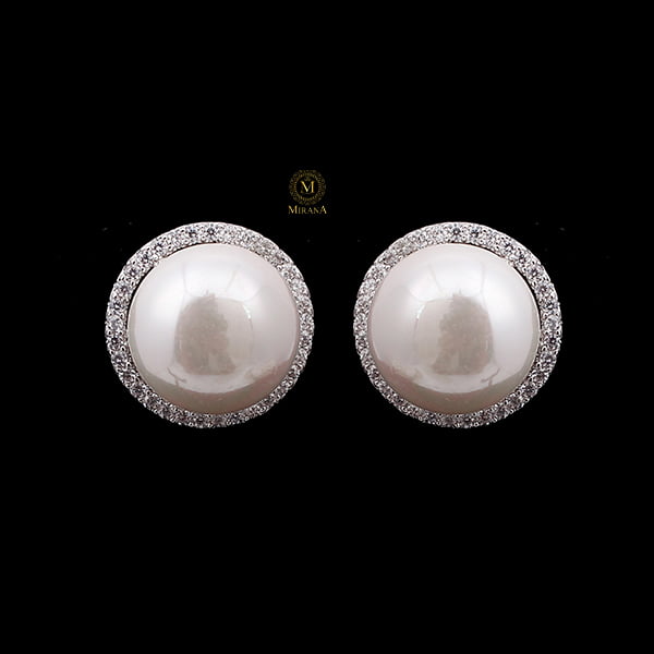 Eila Pearl CZ Designer Earrings