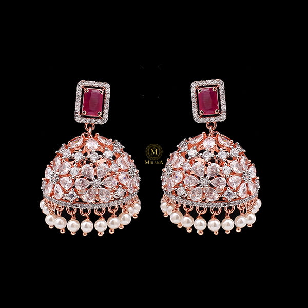 Ruma Ruby Pearl Designer Jhumkas