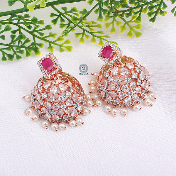 Ruma Ruby Pearl Designer Jhumkas