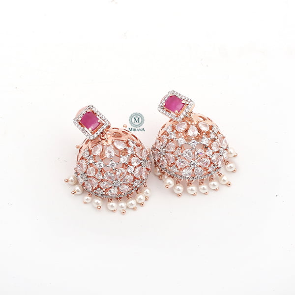 Ruma Ruby Pearl Designer Jhumkas