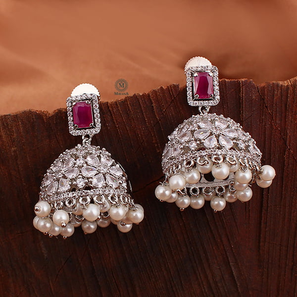 Ruma Ruby Pearl Designer Jhumkas