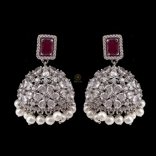 Ruma Ruby Pearl Designer Jhumkas