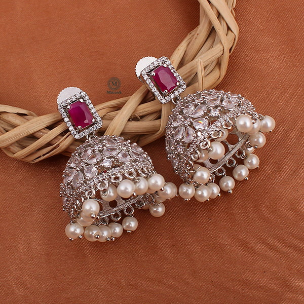 Ruma Ruby Pearl Designer Jhumkas