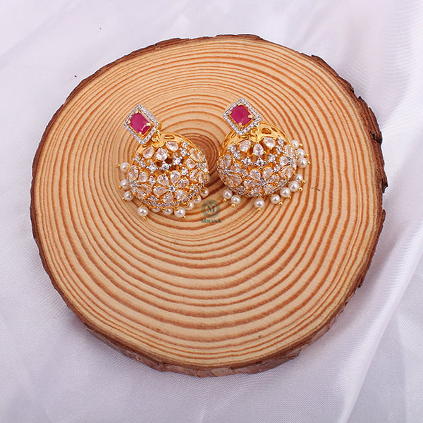 Ruma Ruby Pearl Designer Jhumkas