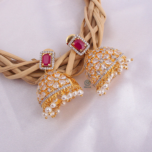 Ruma Ruby Pearl Designer Jhumkas