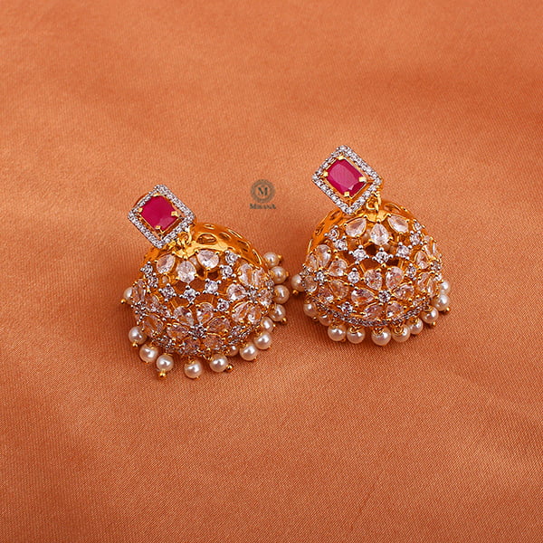 Ruma Ruby Pearl Designer Jhumkas