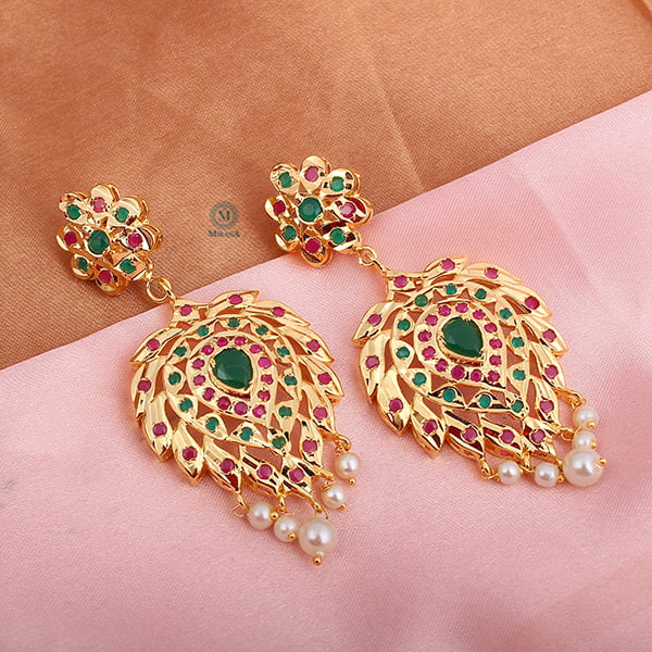 Bhuvi Green Ruby Jadau Earrings