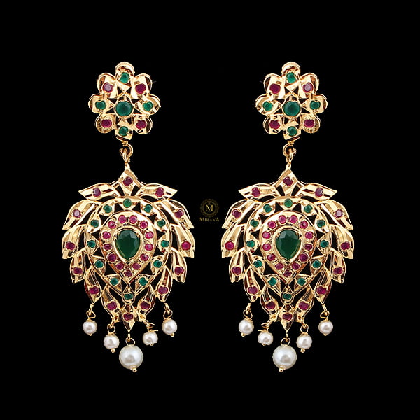 Bhuvi Green Ruby Jadau Earrings