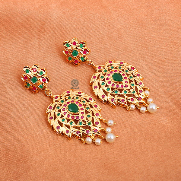 Bhuvi Green Ruby Jadau Earrings