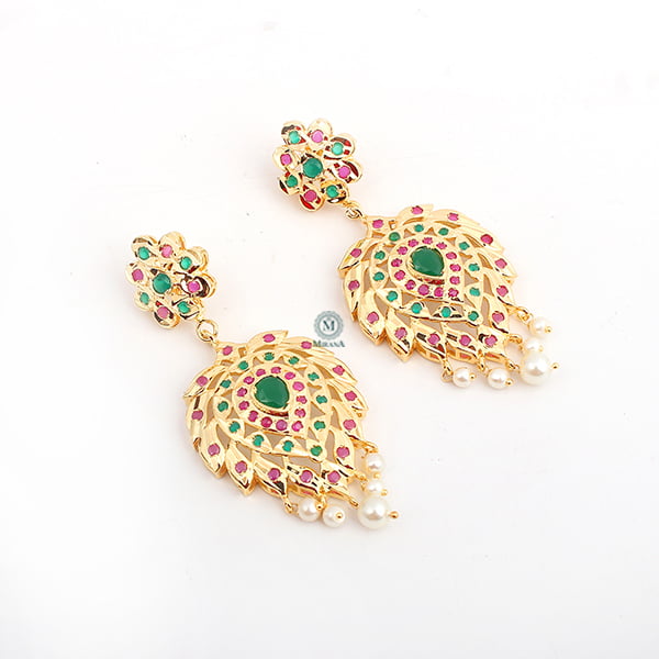 Bhuvi Green Ruby Jadau Earrings