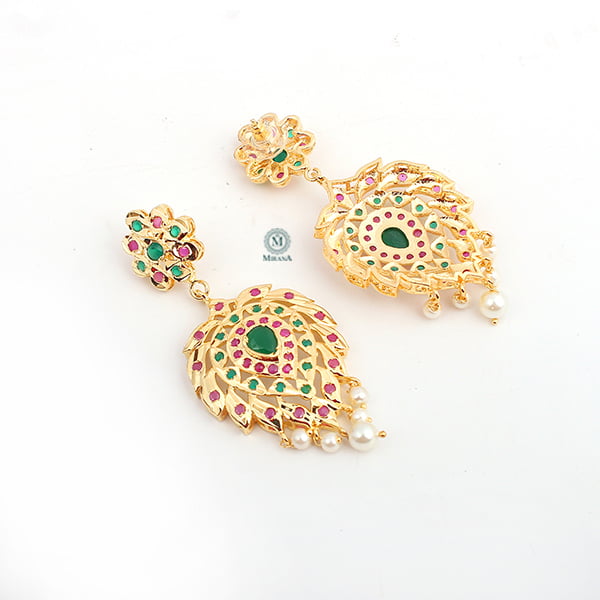 Bhuvi Green Ruby Jadau Earrings