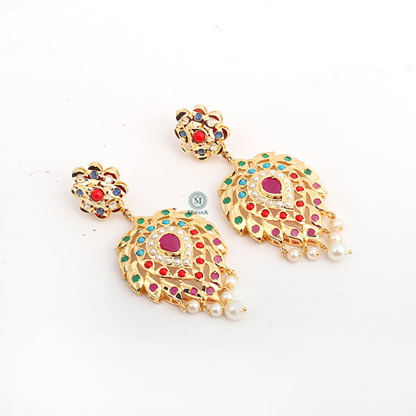 Bhuvi Navratan Jadau Earrings