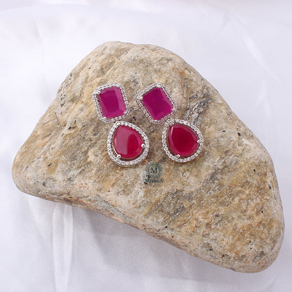 Selena Ruby CZ Designer Earrings