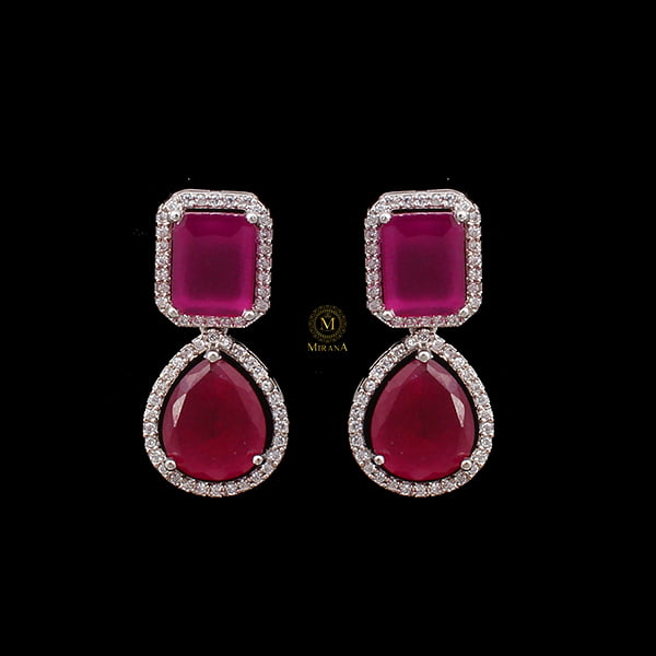 Selena Ruby CZ Designer Earrings