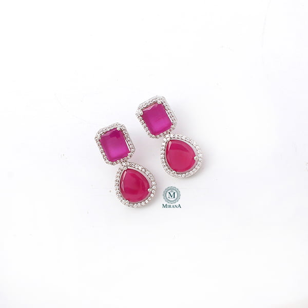 Selena Ruby CZ Designer Earrings