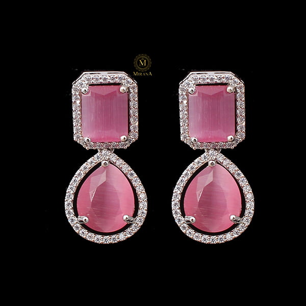 Selena Pastel Pink CZ Designer Earrings