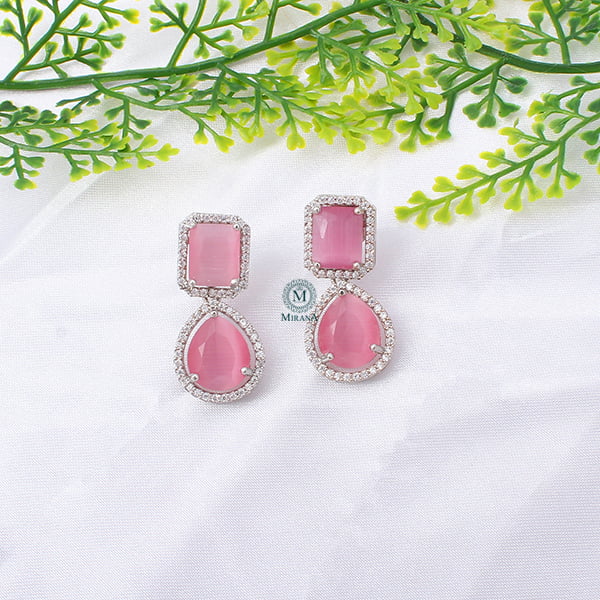 Selena Pastel Pink CZ Designer Earrings